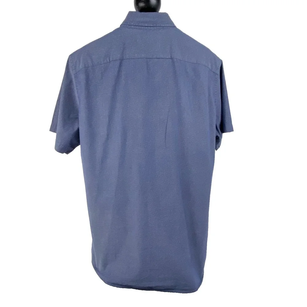Banana Republic Short Sleeve Shirt Mens L Slim Stretch Chambray LKNU Button Down